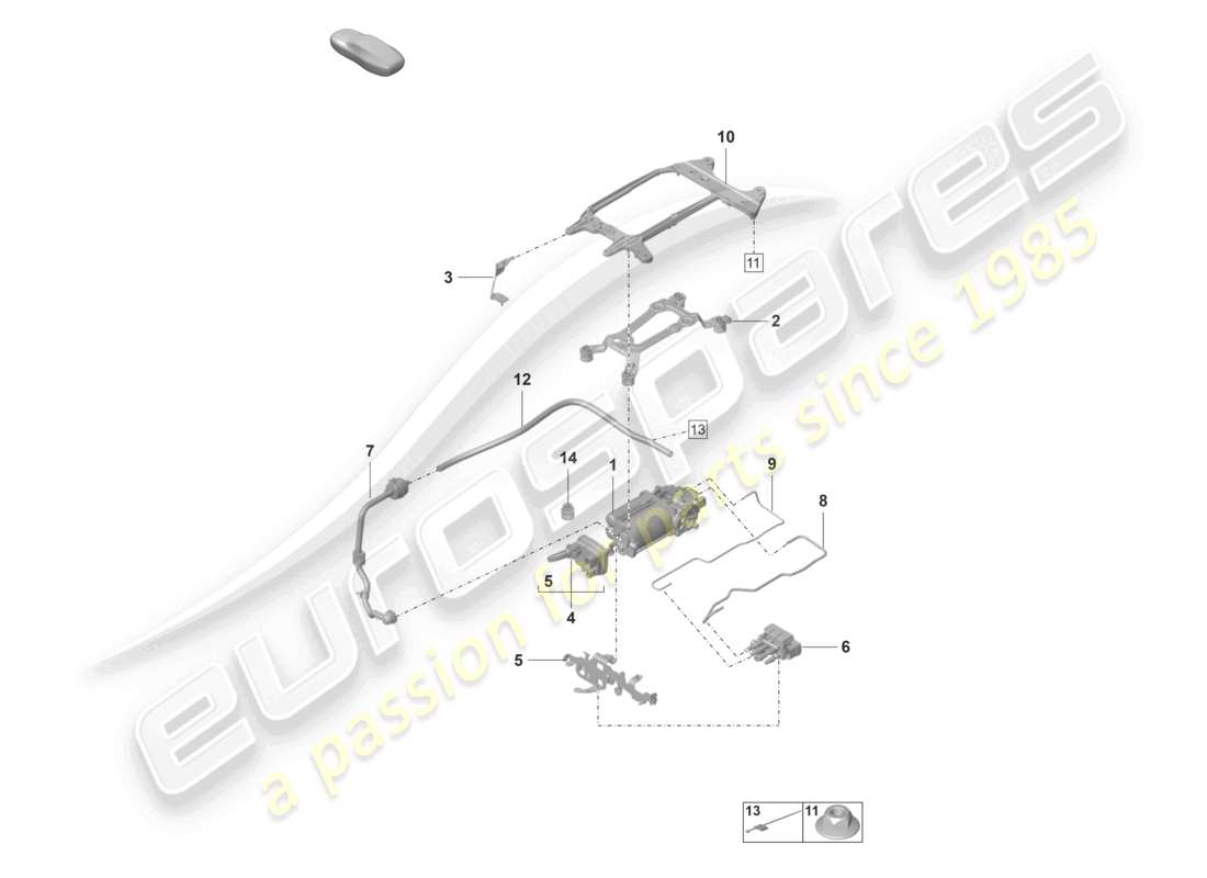 porsche 2021 (panamera 971-2) diagramma delle parti dell'unità di alimentazione dell'aria del compressore