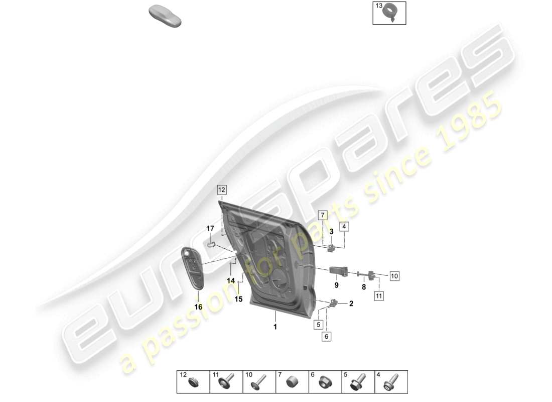 porsche 2025 (macan-e) schema delle parti degli accessori posteriori del guscio della porta