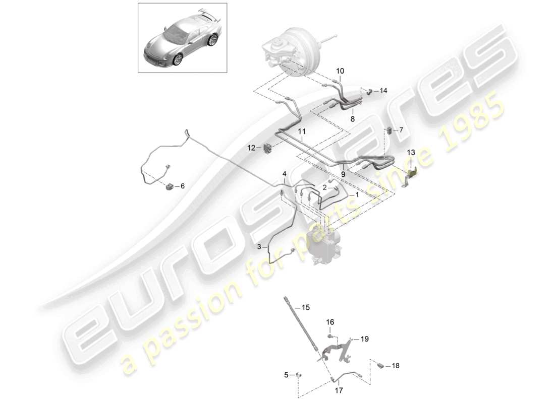 porsche 2021 (991-2 r/gt3/rs) linea freno anteriore parte anteriore d - mj 2018>> diagramma delle parti