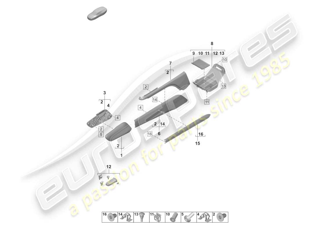 porsche 2022 (taycan 9j1-1) finiture laterali consolle centrale inferiore posteriore diagramma delle parti