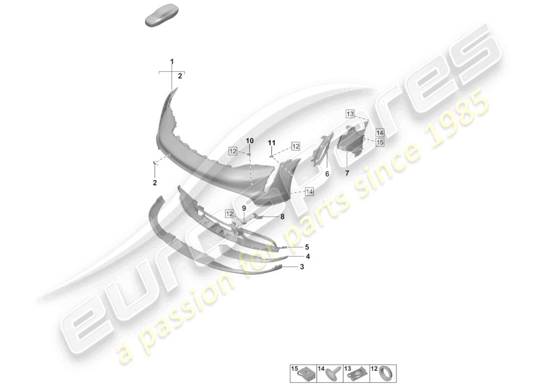 porsche 2020 (taycan 9j1-1) paraurti anteriore pacchetto sport design diagramma delle parti