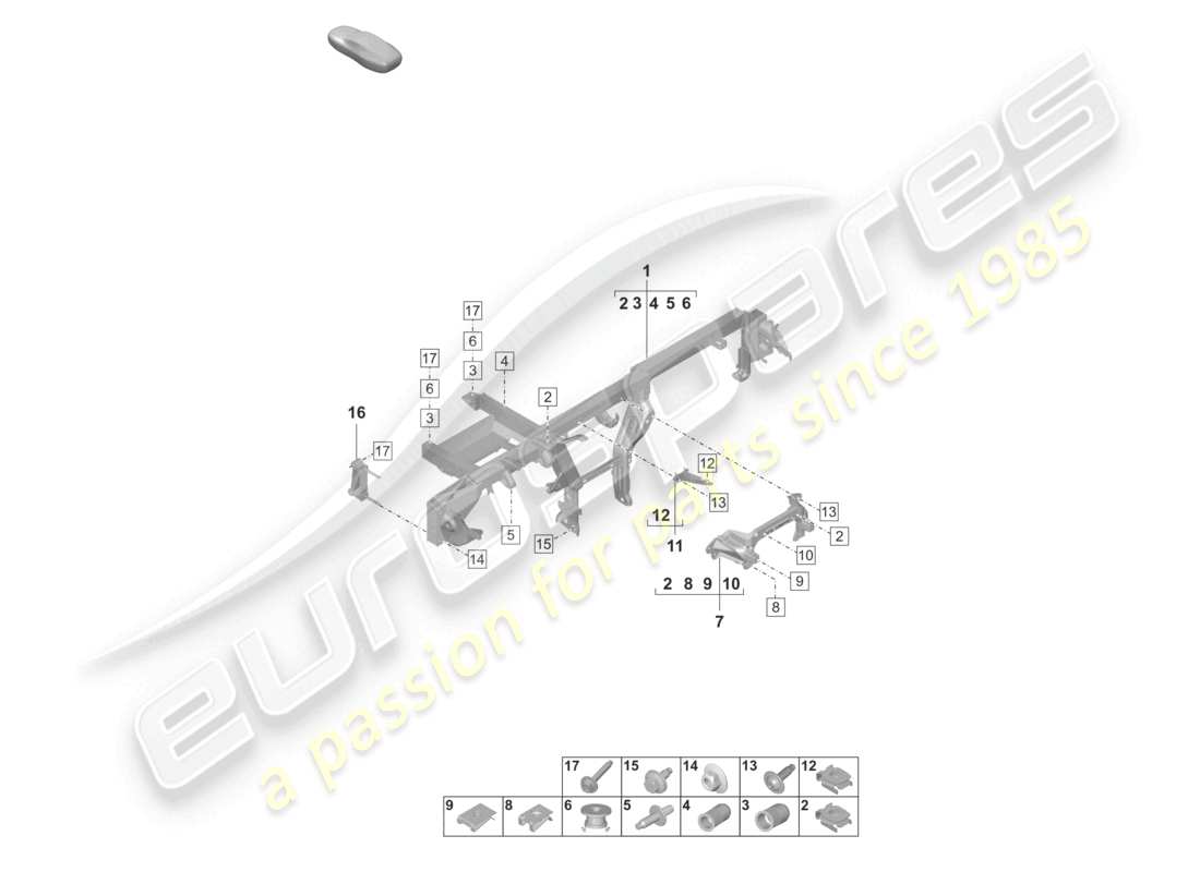 porsche 2021 (taycan 9j1-1) supporto cruscotto e vario diagramma delle parti