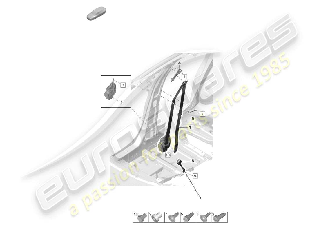 porsche 2024 (panamera 971-2) cintura di sicurezza a tre punti anteriore chiusura della cintura diagramma delle parti