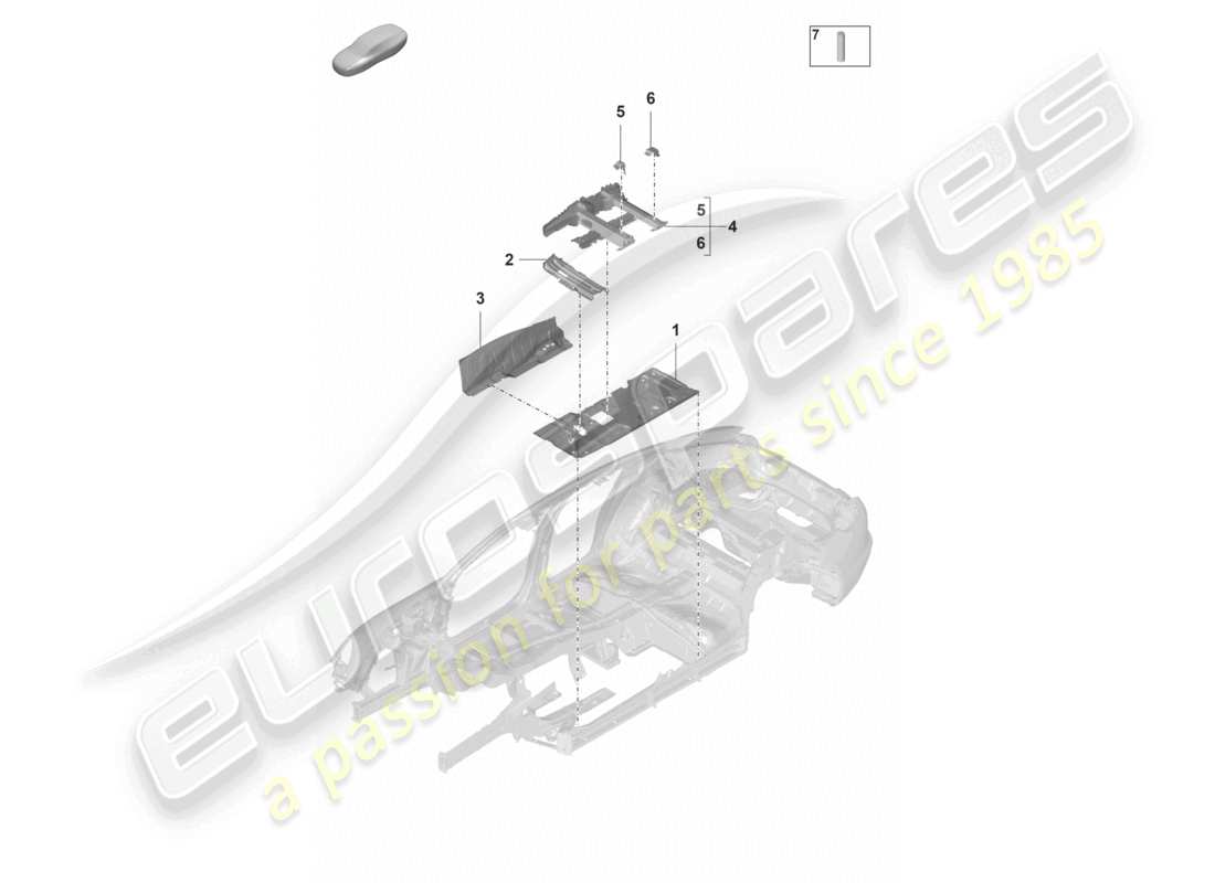 porsche 2024 (panamera 971-2) piastre del pavimento centro del sedile diagramma delle parti