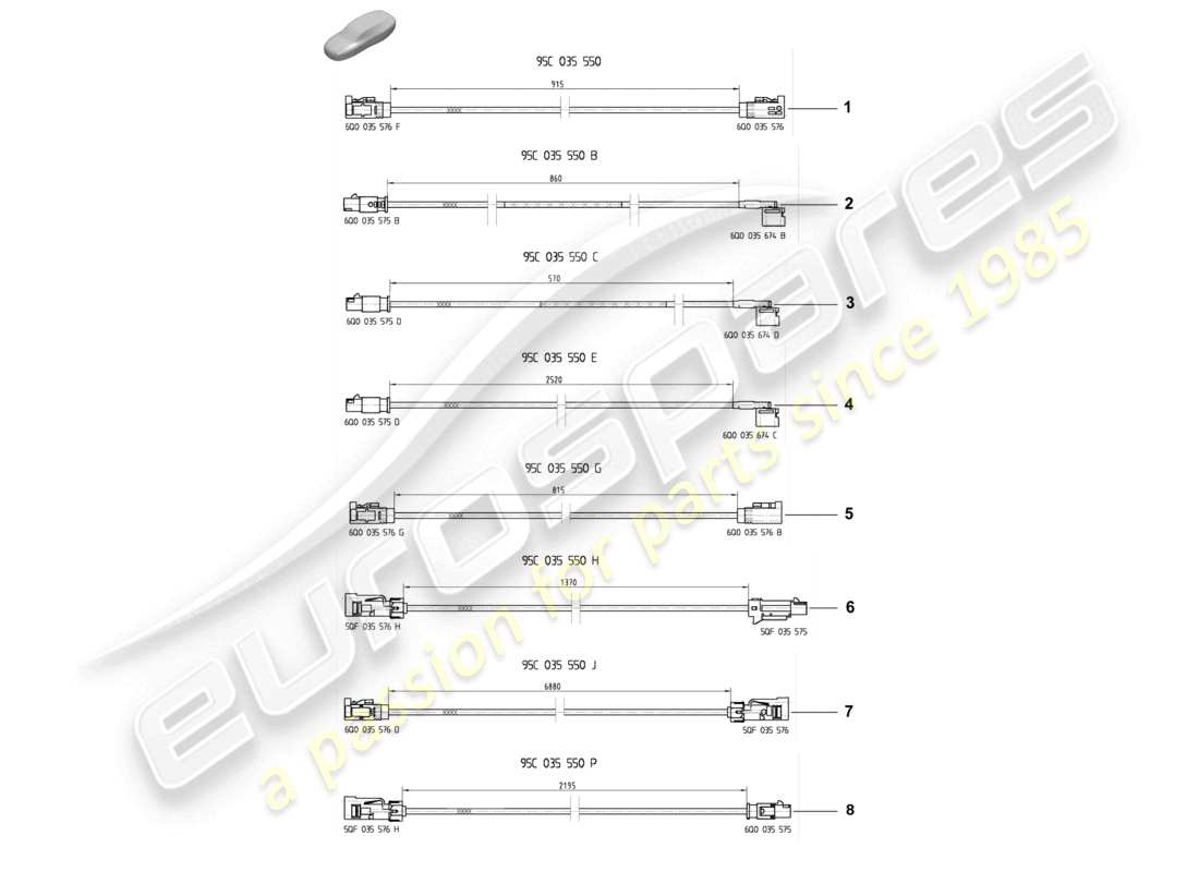 porsche 2025 (macan-e) linea di collegamento aerea diagramma delle parti