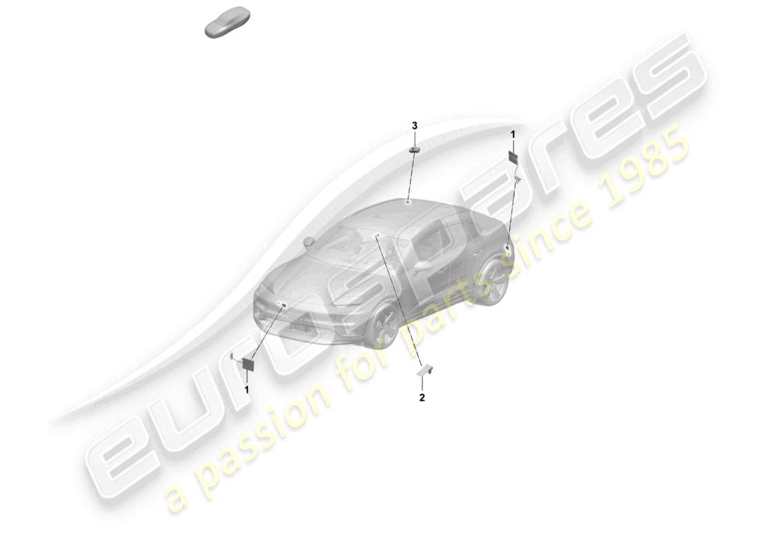 porsche 2025 (macan-e) fronte aereo diagramma delle parti