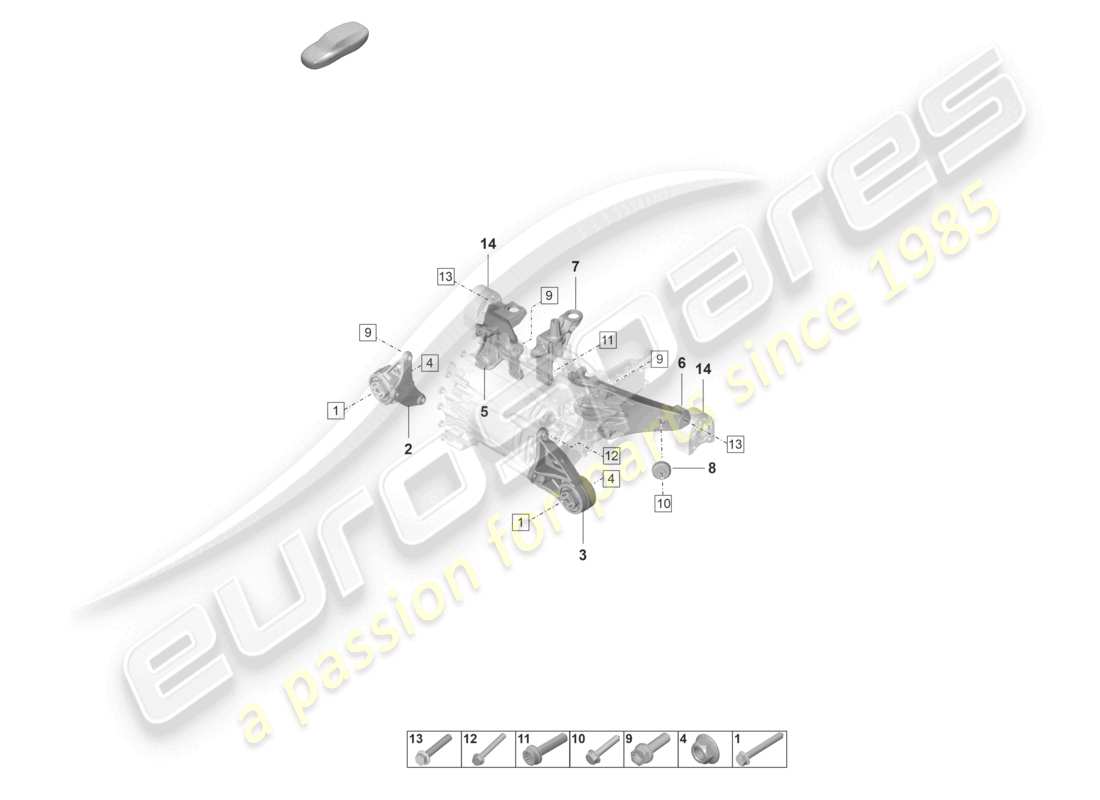 porsche 2023 (taycan 9j1-1) attrezzatura di sollevamento motore assale anteriore diagramma delle parti