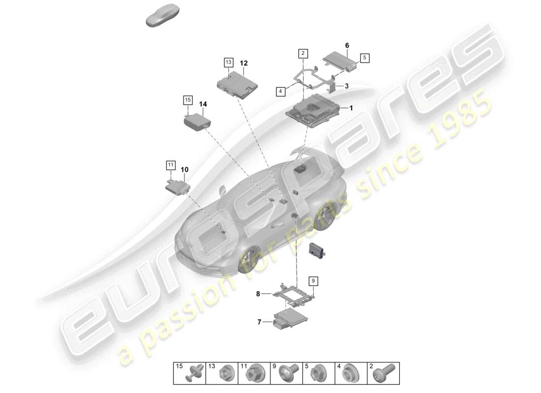 porsche 2025 (992-2 gt3) unità di controllo schema delle parti