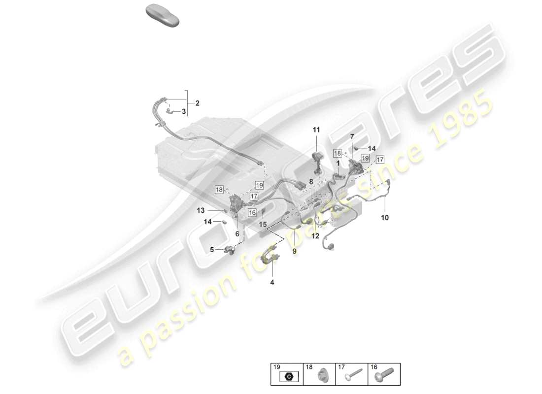 porsche 2020 (taycan 9j1-1) set di cavi ad alta tensione per motore di trazione diagramma delle parti