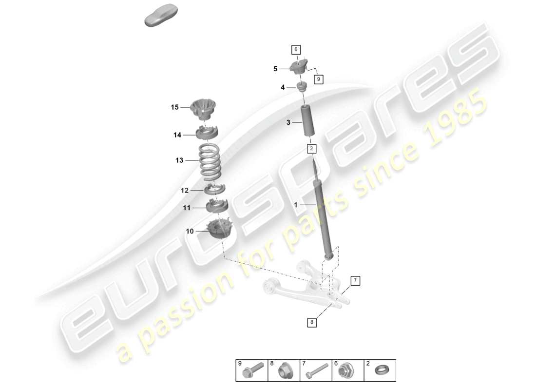 porsche 2020 (taycan 9j1-1) ammortizzatore completo ammortizzatori parti singole diagramma delle parti