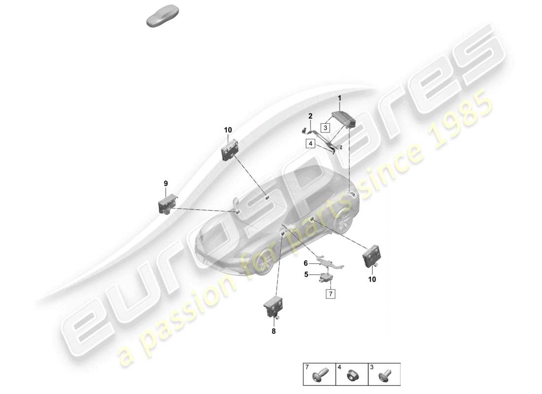porsche 2026 (taycan 9j1-2) unità di controllo per il telaio controllo attivo dell'ammortizzazione elettrica unità di controllo della porta schema delle parti