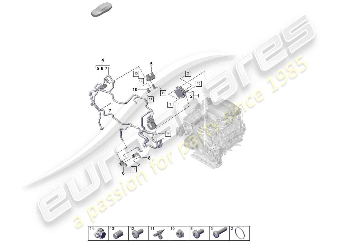 porsche 2026 (panamera 976) schema delle parti della pompa del vuoto del sistema del vuoto