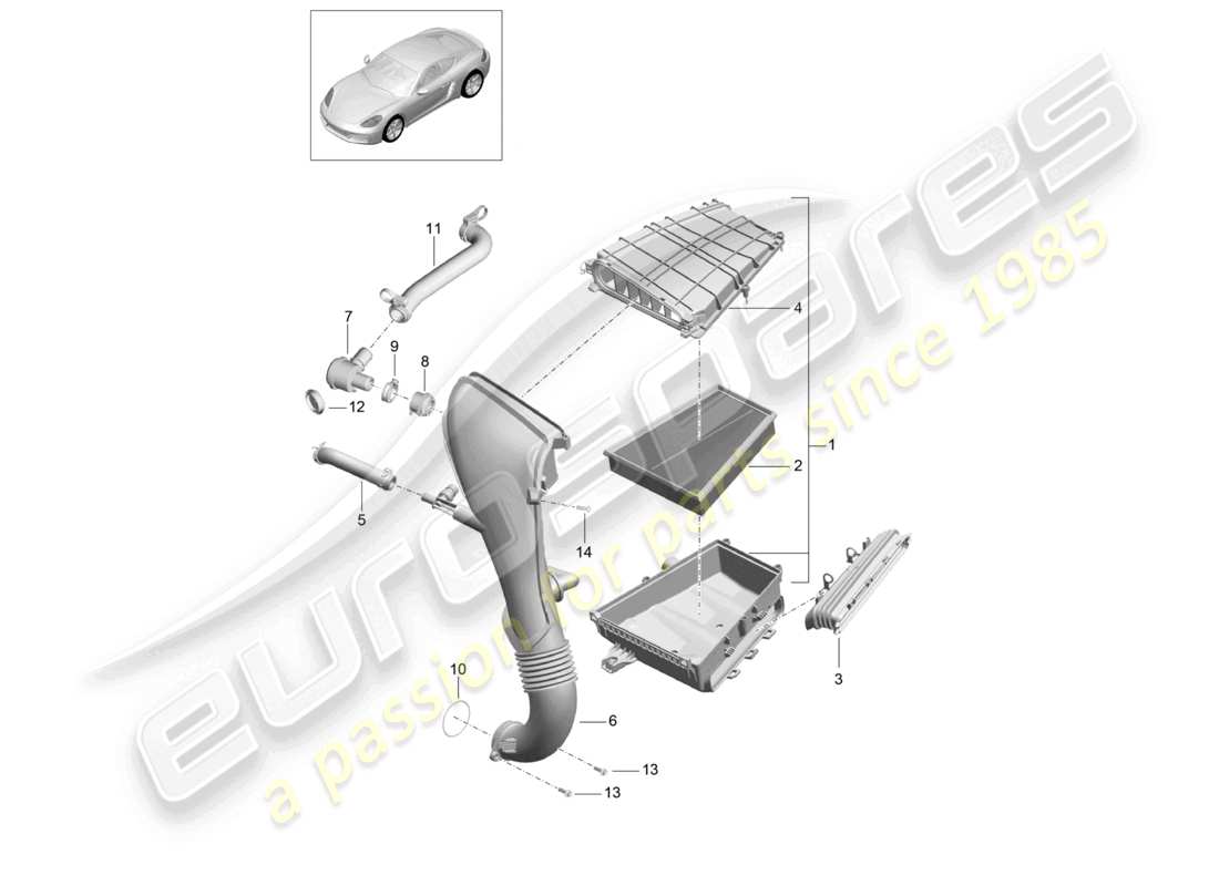 porsche 2022 (718 cayman) diagramma delle parti filtro aria