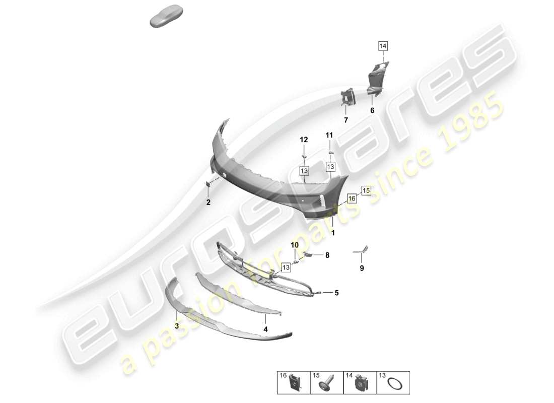 porsche 2026 (taycan 9j1-2) paraurti anteriore taycan cross turismo diagramma delle parti