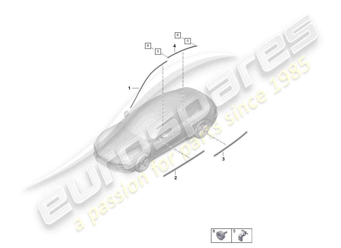 porsche 2025 (panamera 976) modanature porte schema delle parti