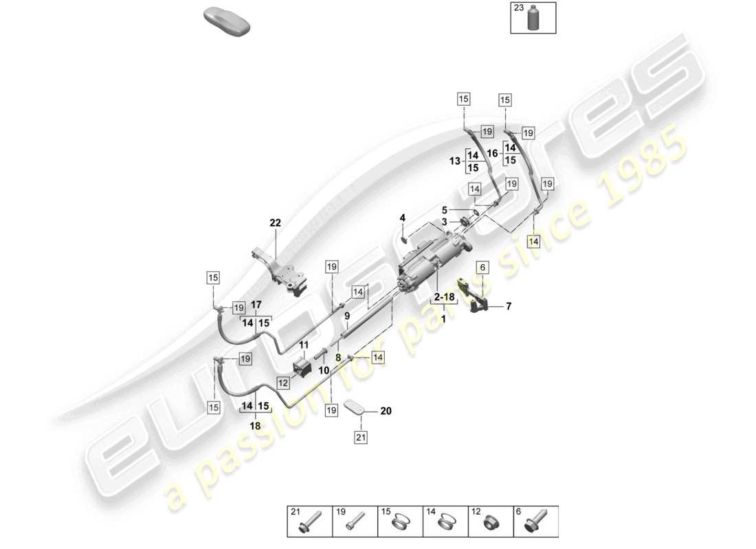 porsche 2025 (taycan 9j1-2) controllo attivo dello smorzamento elettrico diagramma delle parti