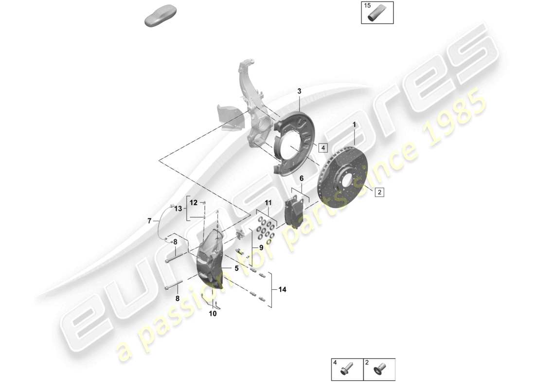 porsche 2025 (taycan 9j1-2) freno a disco 19 assale anteriore neodyme diagramma delle parti