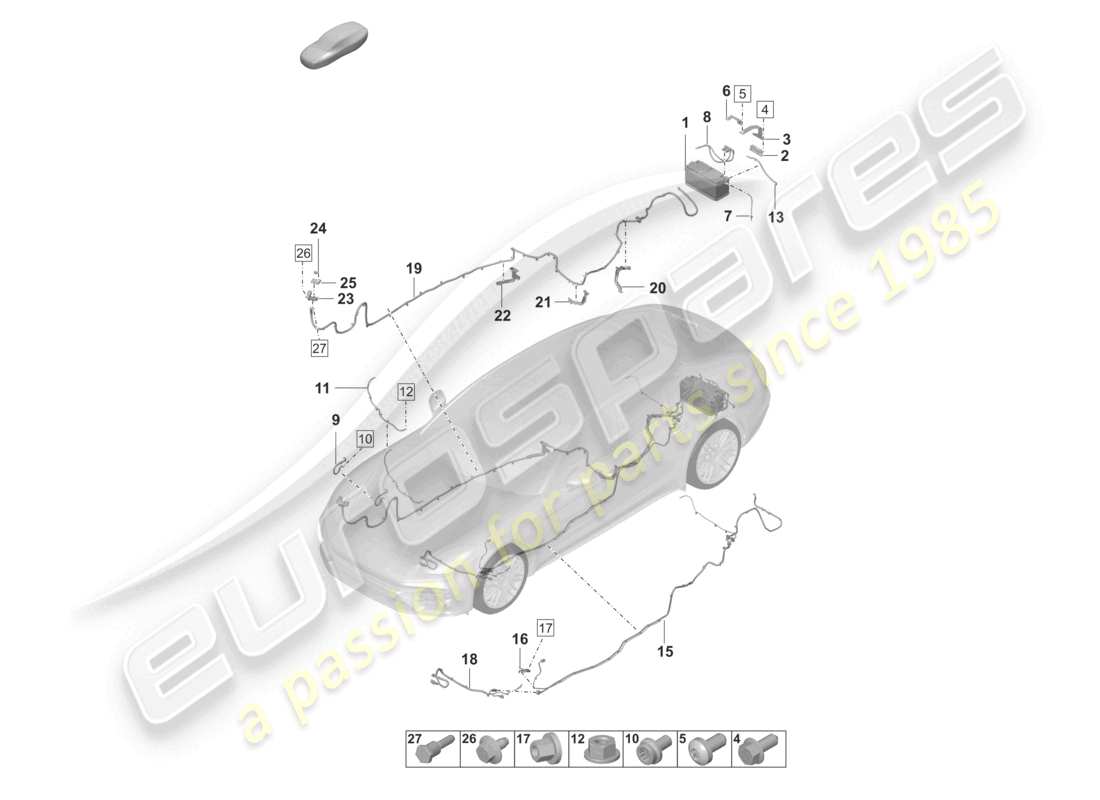porsche 2024 (panamera 971-2) diagramma delle parti del distributore di potenziale della batteria