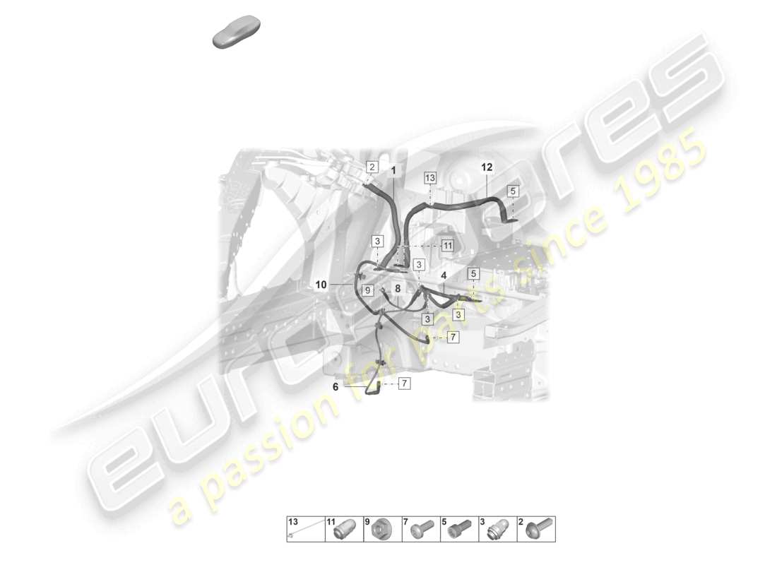 porsche 2021 (taycan 9j1-1) linea di terra diagramma delle parti