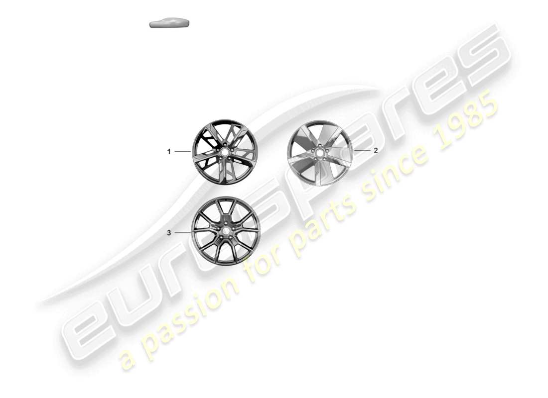 porsche 2020 (taycan 9j1-1) cerchio in lega 21 diagramma delle parti