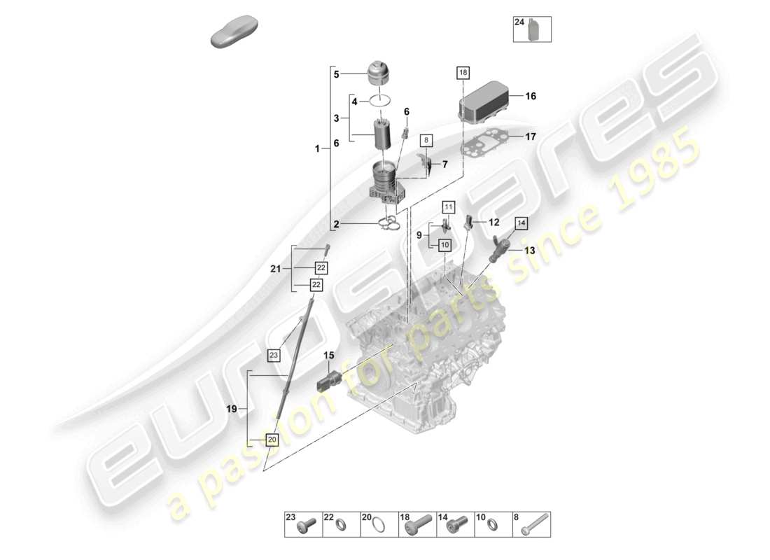 porsche 2024 (panamera 971-2) filtro dell'olio console radiatore dell'olio diagramma delle parti