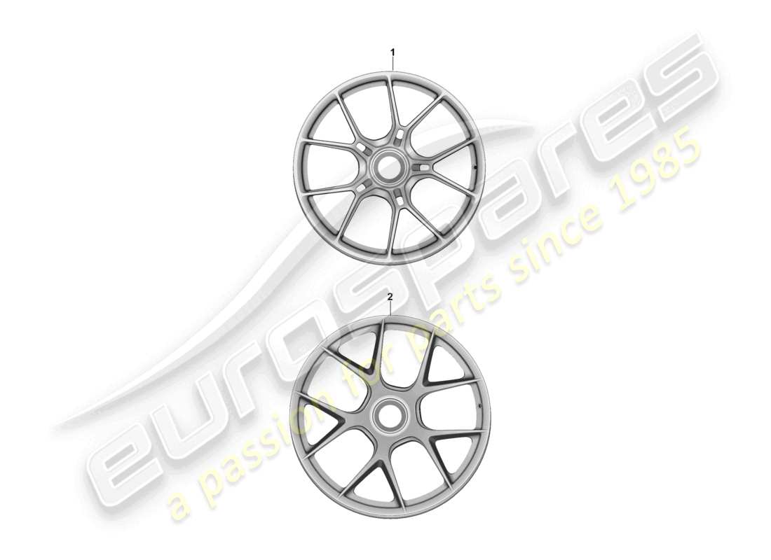 porsche 2025 (992-2 gt3) cerchio in lega con bloccaggio centralizzato schema dei componenti