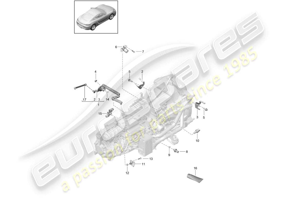 porsche 2024 (718 cayman) cambio manuale parti singole modulo sensore schema delle parti