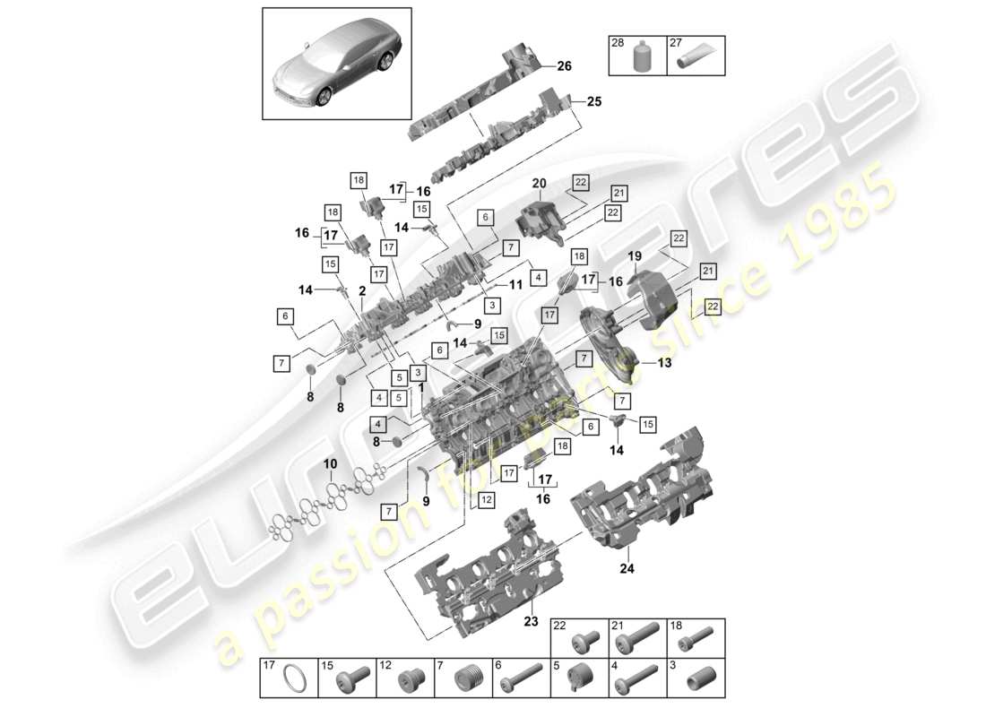 porsche 2021 (panamera 971-1) coperchio della testata del cilindro isolamento acustico parti singole diagramma delle parti
