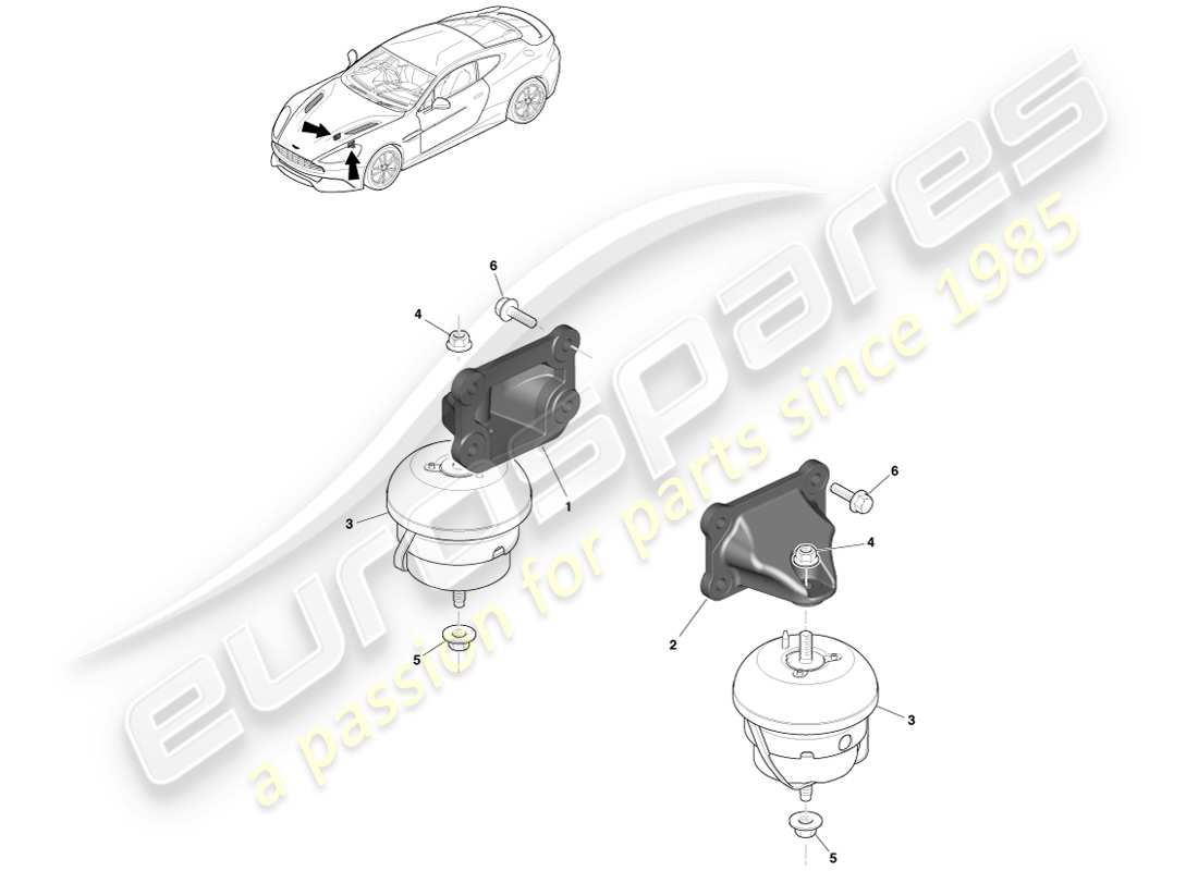 aston martin vanquish (2014) supporti del motore diagramma delle parti