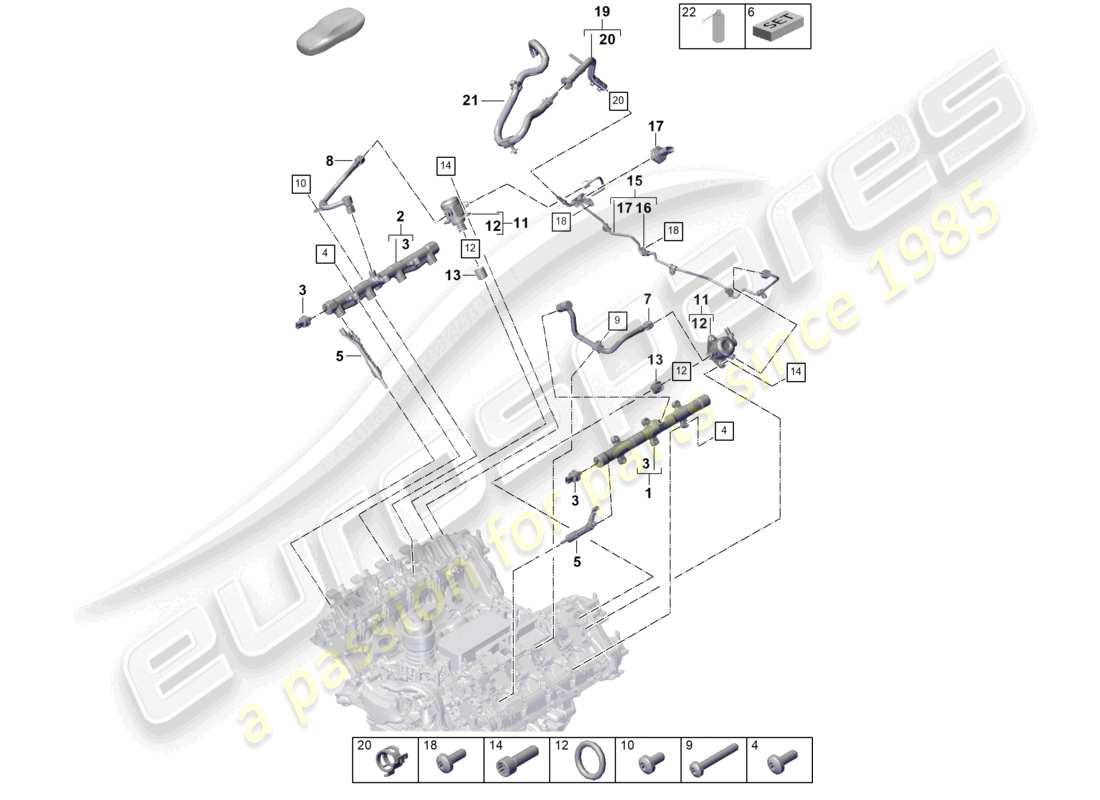 porsche 2026 (panamera 976) tubo di raccolta del carburante, iniettore ad alta pressione, pompa ad alta pressione, schema delle parti della linea del carburante