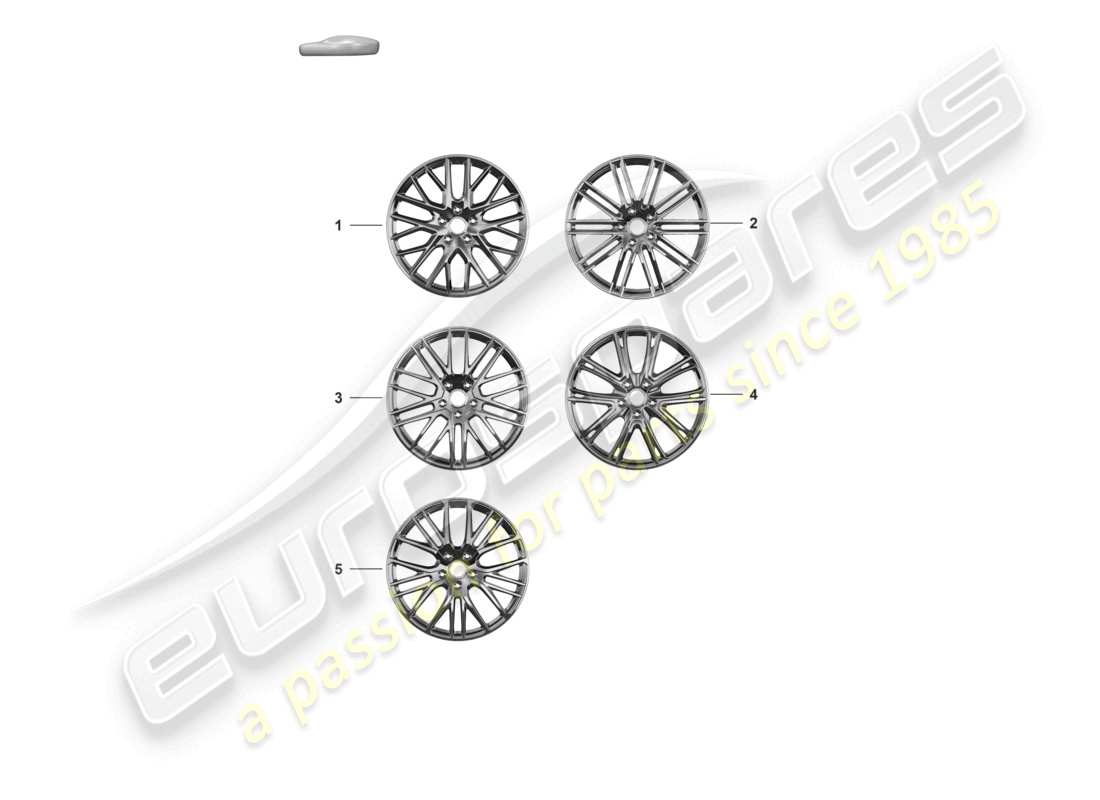 porsche 2024 (panamera 971-2) cerchio in lega 21 diagramma delle parti