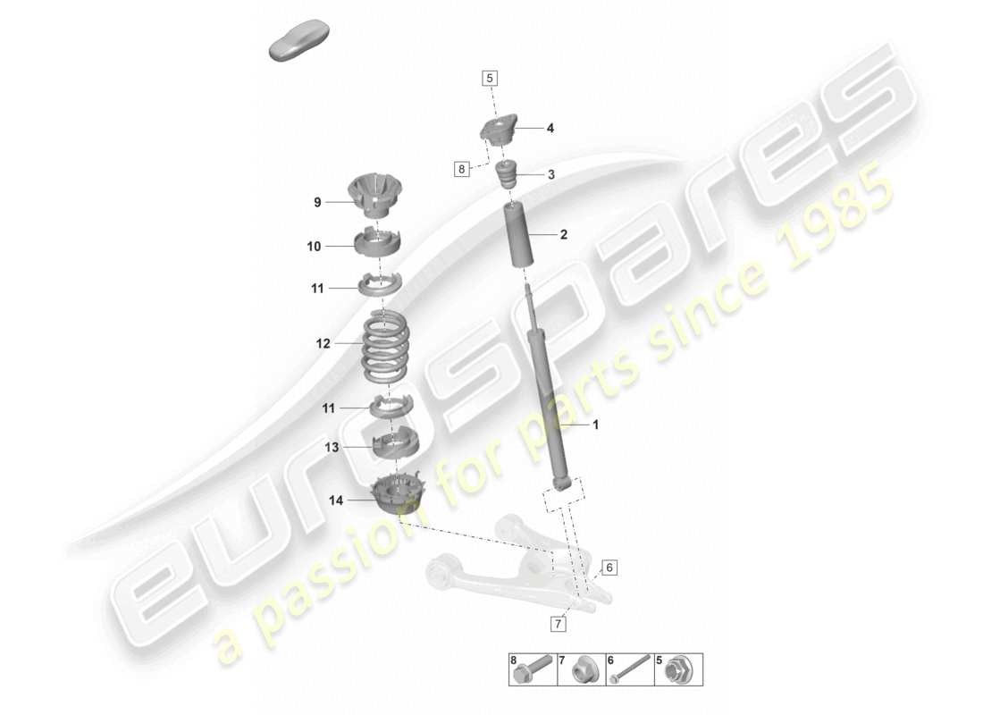 porsche 2024 (panamera 971-2) schema delle parti degli ammortizzatori con sospensioni a molla in acciaio