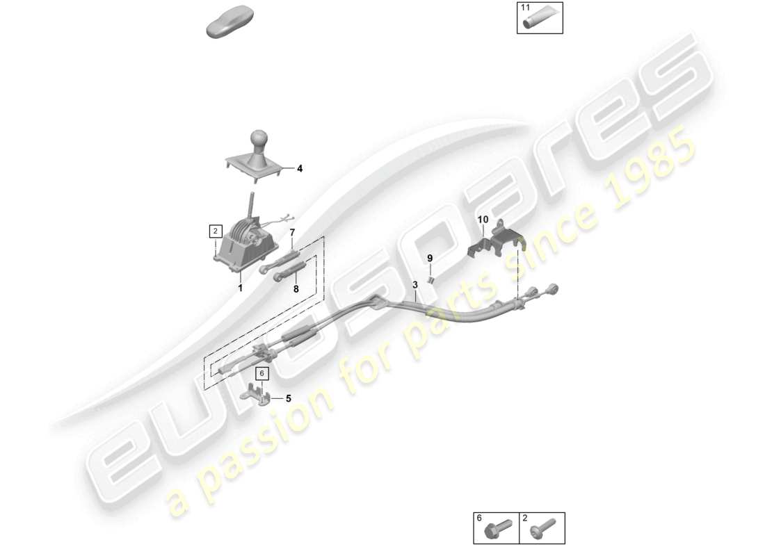 porsche 2025 (992-2 gt3) meccanismo selettore 7-speed trasmissione manuale diagramma delle parti