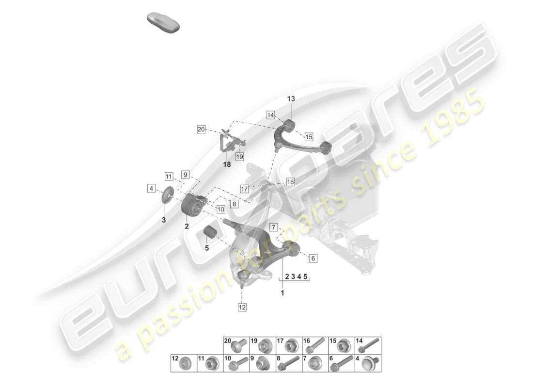 porsche 2023 (taycan 9j1-1) forcella diagramma delle parti