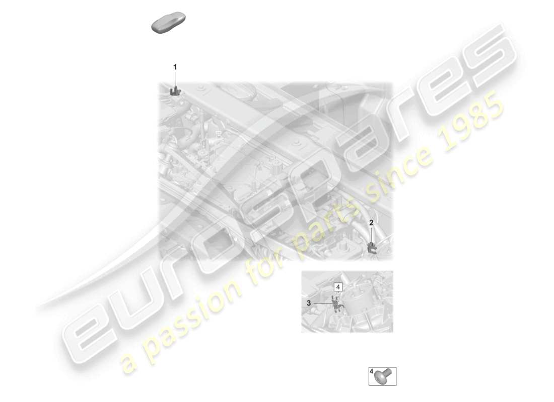 porsche 2022 (taycan 9j1-1) supporto per cavo ammortizzatore a gas diagramma delle parti