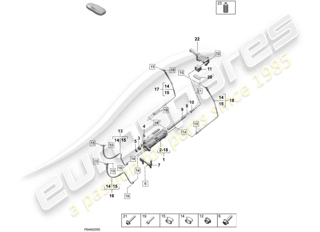 porsche 2025 (taycan 9j1-2) controllo attivo dello smorzamento elettrico diagramma delle parti