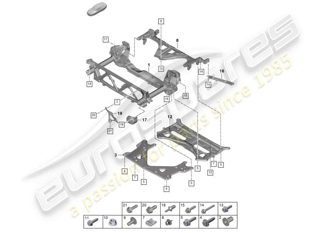 porsche 2025 (panamera 976) traversa telaio di supporto piastra di protezione diagramma delle parti
