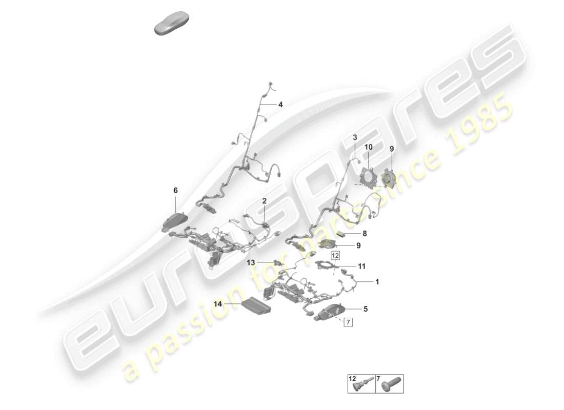 porsche 2020 (taycan 9j1-1) schema elettrico dei componenti del sedile sportivo