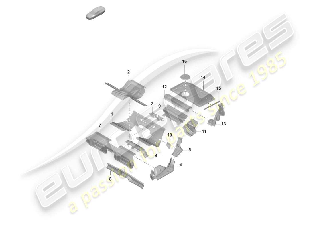 porsche 2020 (taycan 9j1-1) parte posteriore piastra inferiore supporto sedile diagramma delle parti