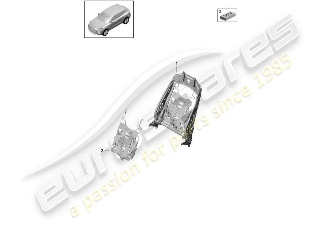 porsche 2021 (macan) telaio dello schienale accessori sedile sportivo vario schema delle parti