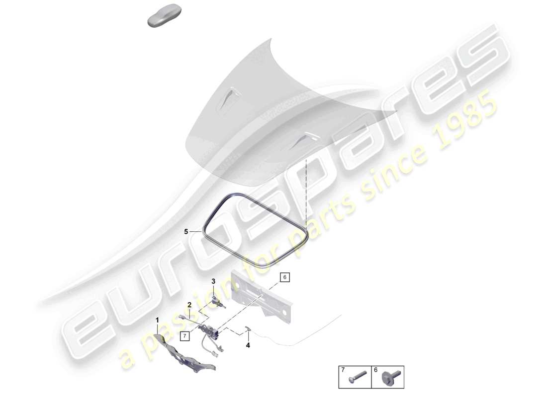 porsche 2023 (718 boxster spyder) diagramma della parte anteriore della copertina