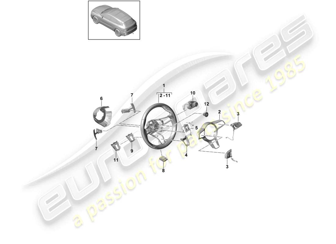 porsche 2022 (cayenne e3 9ya/9yb) volante gt diagramma delle parti
