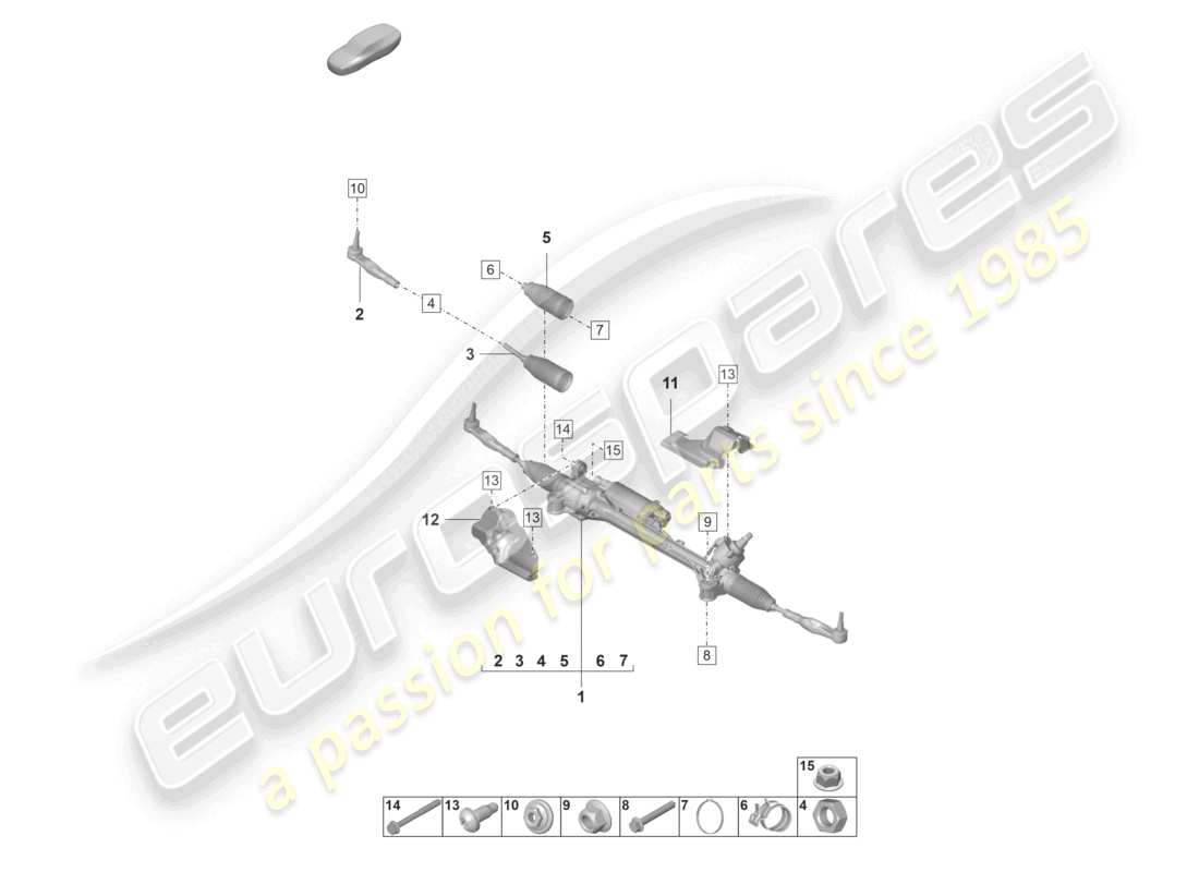 porsche 2021 (panamera 971-2) schema delle parti della scatola dello sterzo
