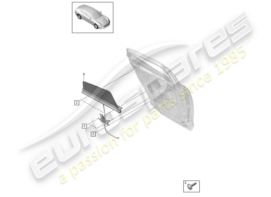 porsche 2021 (panamera 971-1) tenda avvolgibile finestrino porta posteriore diagramma delle parti