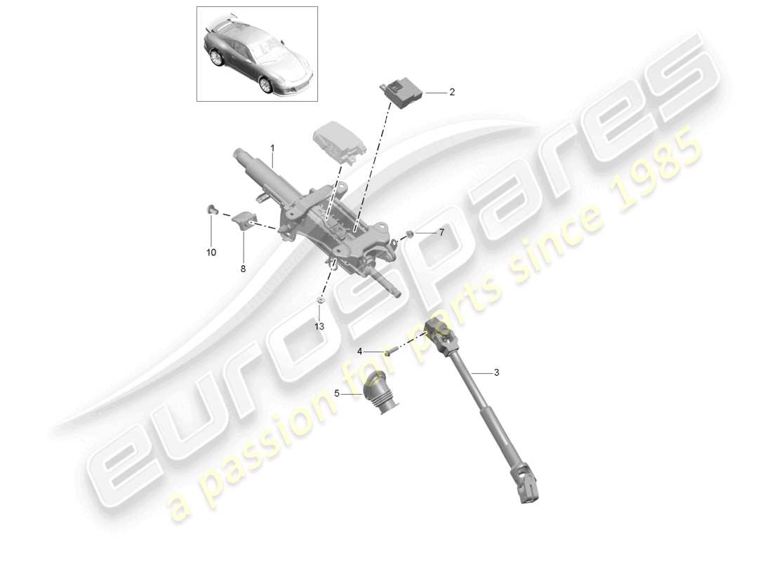 porsche 2021 (991-2 r/gt3/rs) colonna dello sterzo albero intermedio dello sterzo d - mj 2018>> schema delle parti