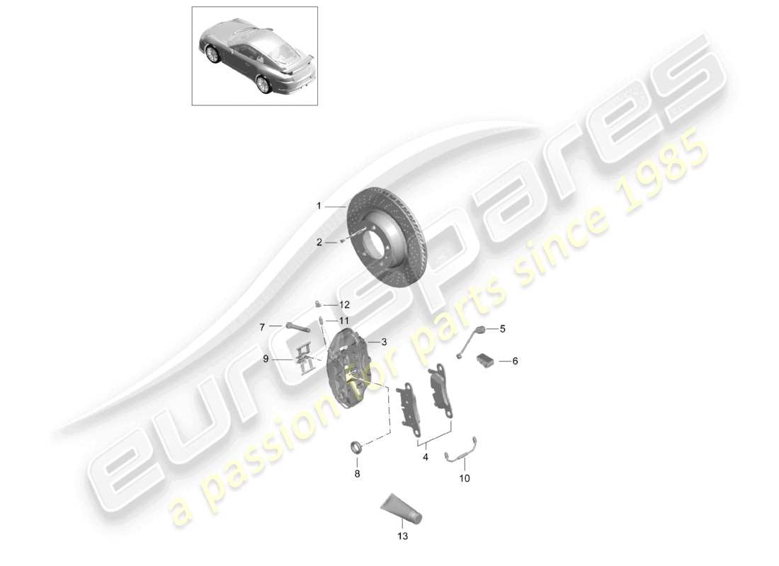 porsche 2021 (991-2 r/gt3/rs) freno a disco assale posteriore d >>- mj 2017 diagramma delle parti