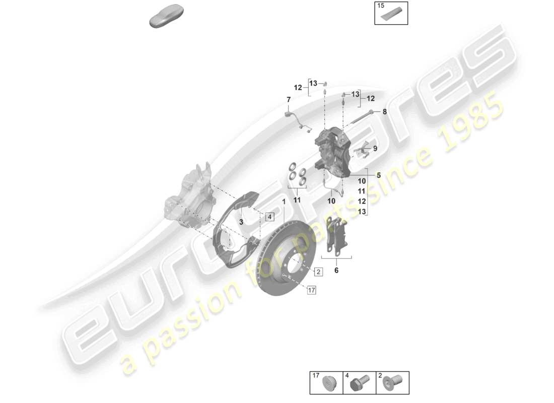 porsche 2021 (panamera 971-2) freno a disco asse posteriore diagramma delle parti