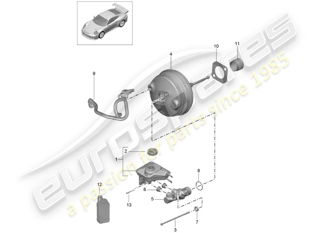 porsche 2018 (991-2 turbo) pompa freno diagramma delle parti