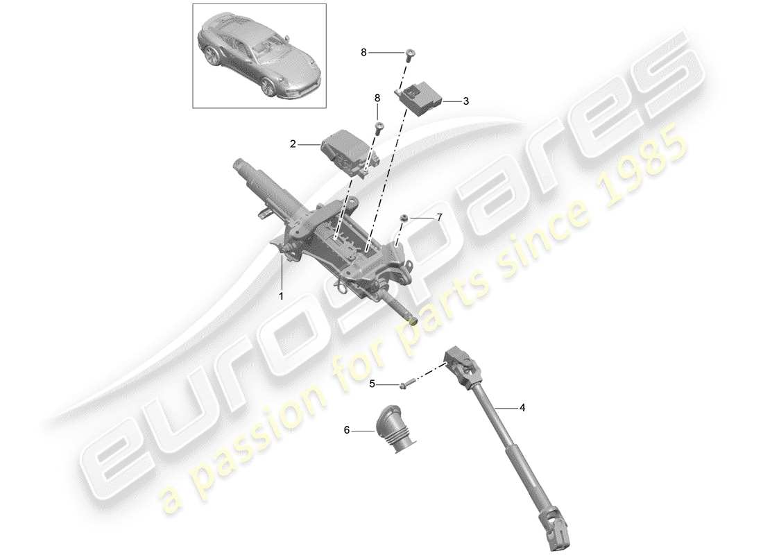 porsche 2018 (991-2 turbo) piantone dello sterzo diagramma delle parti