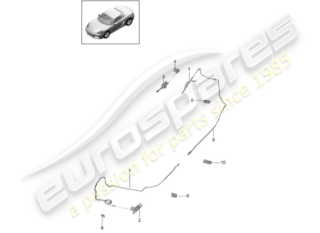 porsche 2023 (718 boxster) azionamento del giunto idraulico cilindro principale della frizione cilindro secondario della frizione diagramma delle parti